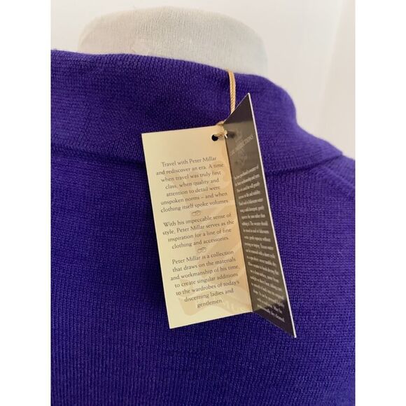 Peter Millar VTG Purple Silk Wool Cashmere Polo Sweater XL NWT Collar Button - Picture 11 of 14